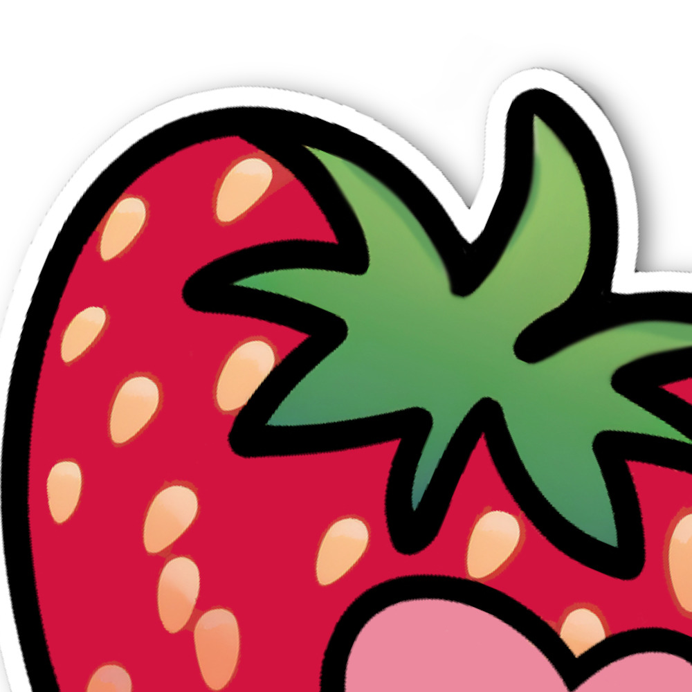 5/$15 Strawberry Heart Red Vinyl Glossy Sticker Handmade - Picture 4 of 8